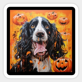 Black English springer spaniel Halloween Sticker